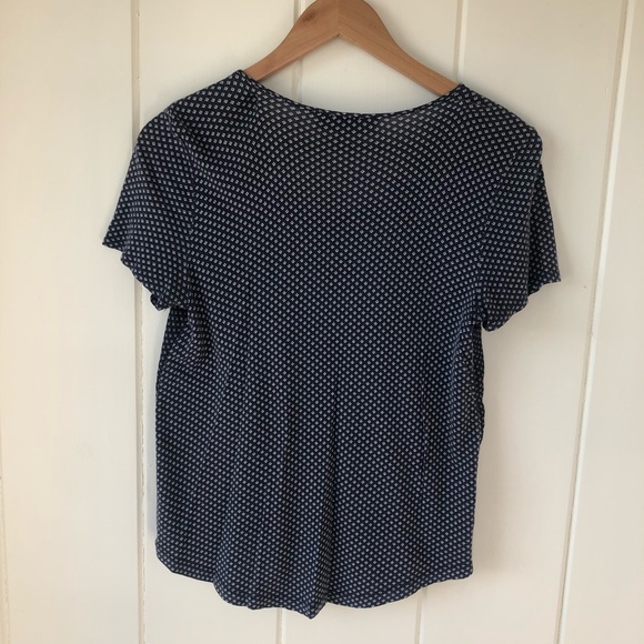 LOFT Navy & White Mixed Media Geo Dot Printed Top - Picture 4 of 6